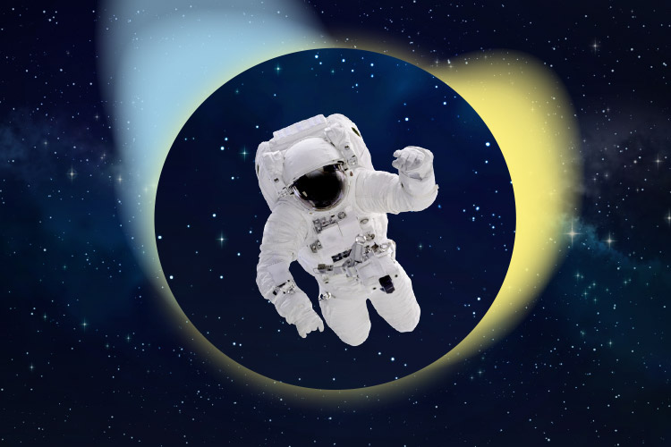 Eine Astronautin im Weltall