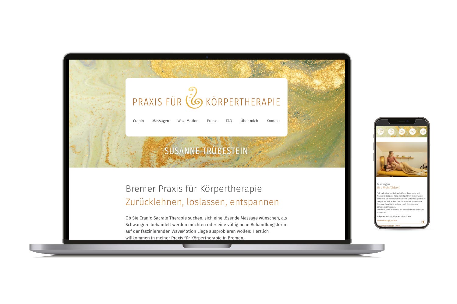 Website-Entwurf Cranio und Massage